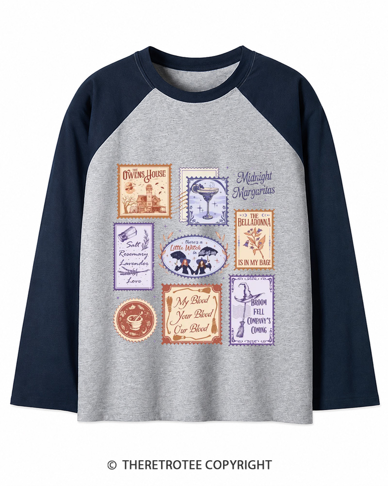 TheRetroTee Midnight Margaritas 1990s Long Sleeve Raglan T-Shirt