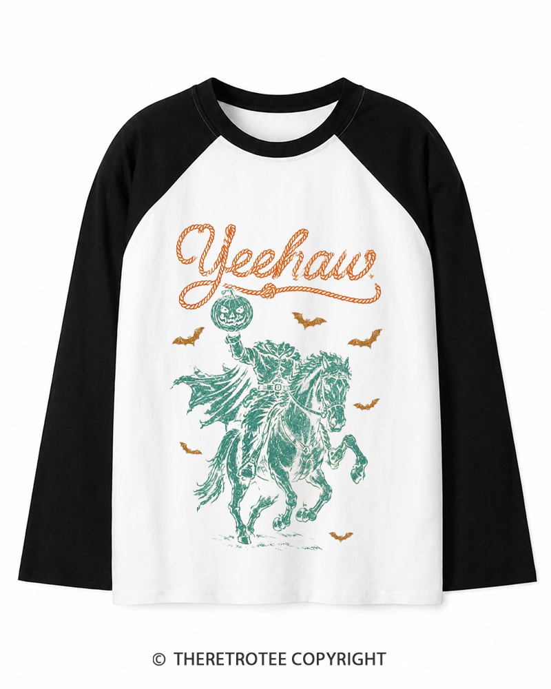 TheRetroTee Yeehaw Vintage Long Sleeve Raglan T-Shirt