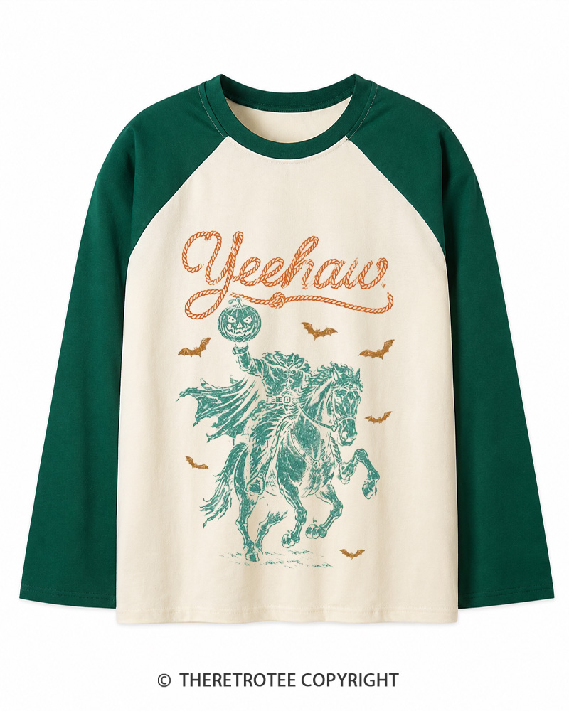 TheRetroTee Yeehaw Vintage Long Sleeve Raglan T-Shirt