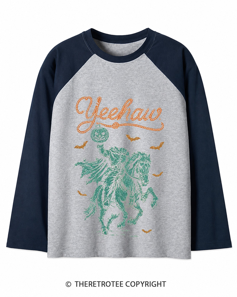 TheRetroTee Yeehaw Vintage Long Sleeve Raglan T-Shirt
