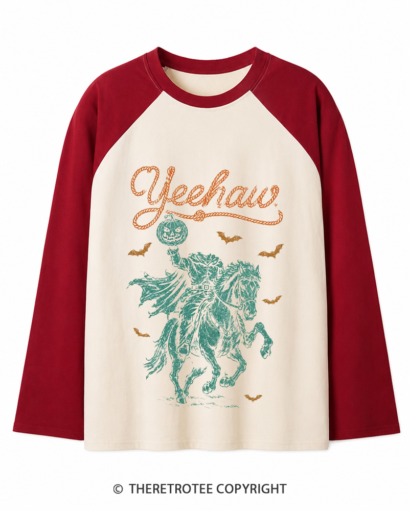 TheRetroTee Yeehaw Vintage Long Sleeve Raglan T-Shirt
