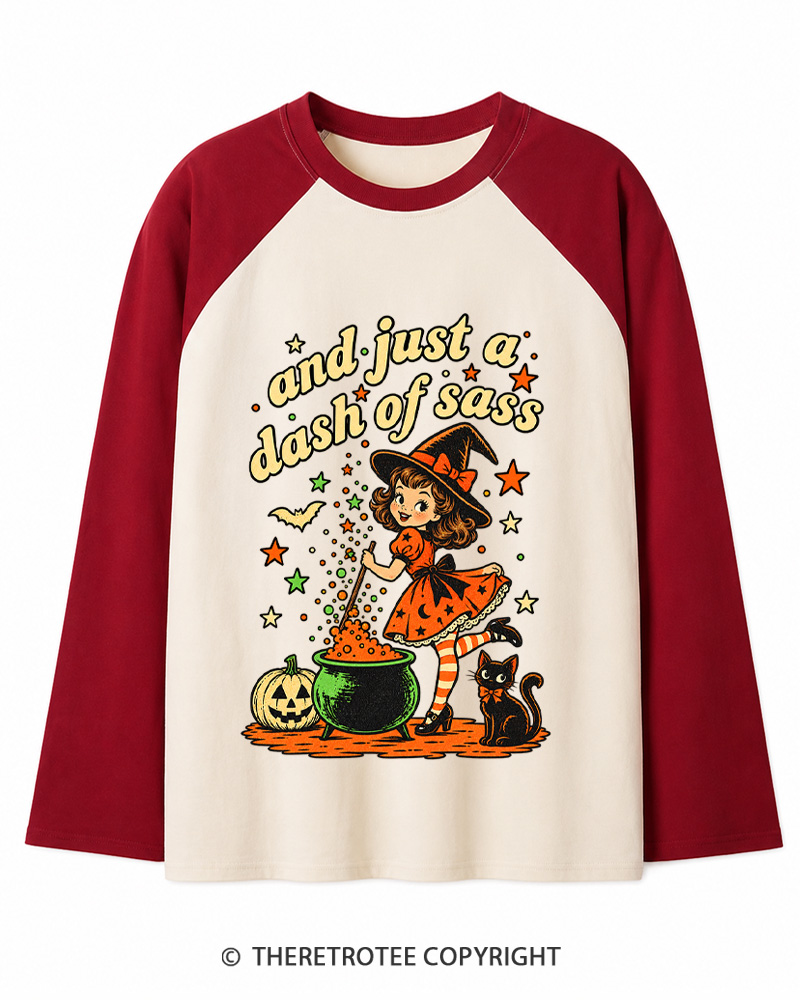 TheRetroTee And Just A Dash Of Sass 1950s Long Sleeve Raglan T-Shirt