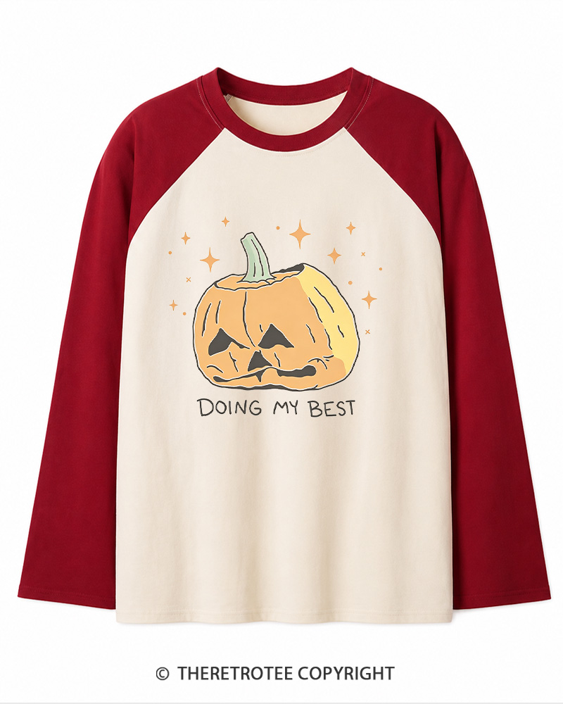 TheRetroTee Doing My Best 1990s Long Sleeve Raglan T-Shirt