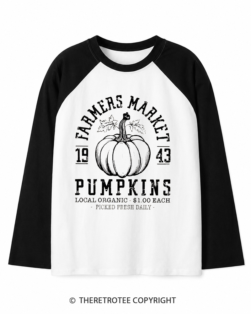 TheRetroTee Farmers Market  1940s Long Sleeve Raglan T-Shirt