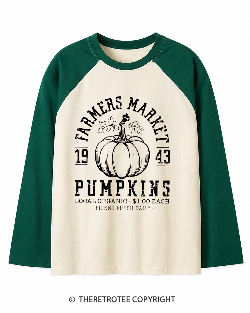 TheRetroTee Farmers Market  1940s Long Sleeve Raglan T-Shirt