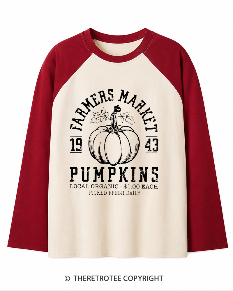TheRetroTee Farmers Market  1940s Long Sleeve Raglan T-Shirt