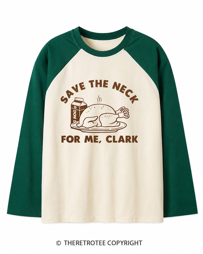 TheRetroTee Funny Thanksgiving 1980s Long Sleeve Raglan T-Shirt