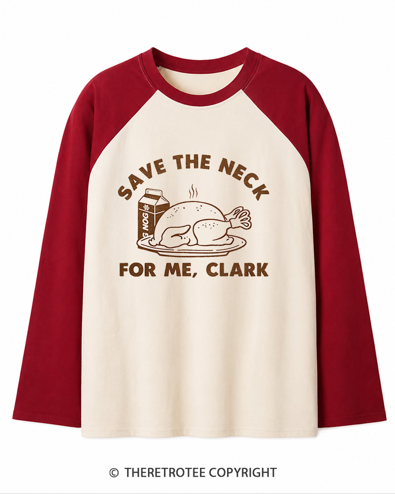 TheRetroTee Funny Thanksgiving 1980s Long Sleeve Raglan T-Shirt