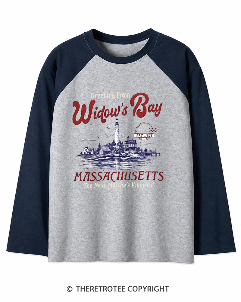 TheRetroTee Getting On Widow’s Bay 1980s Long Sleeve Raglan T-Shirt