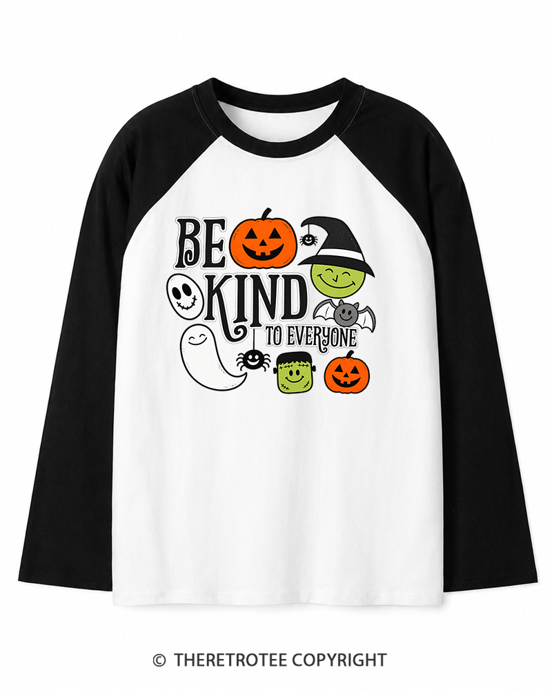 TheRetroTee Halloween Monster 1970s Long Sleeve Raglan T-Shirt