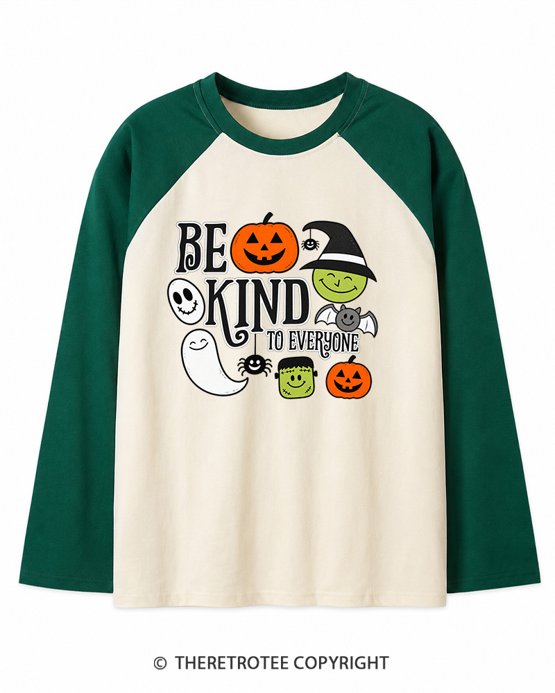 TheRetroTee Halloween Monster 1970s Long Sleeve Raglan T-Shirt