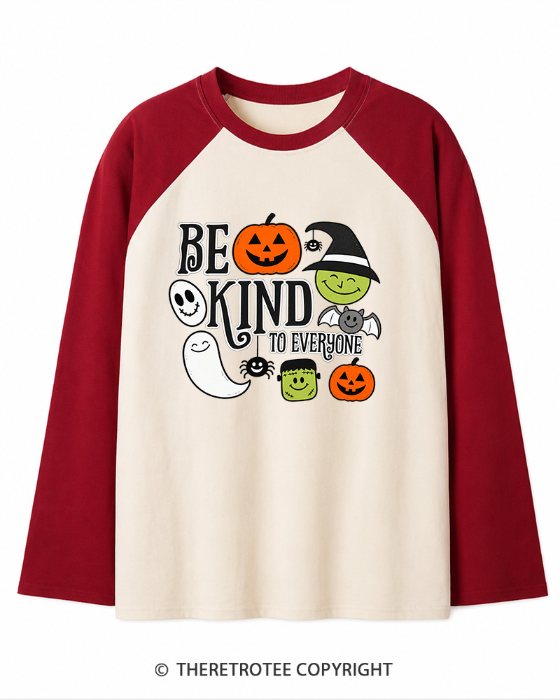 TheRetroTee Halloween Monster 1970s Long Sleeve Raglan T-Shirt