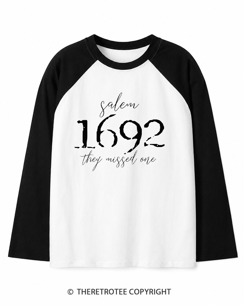 TheRetroTee Salem Witch 1692 Long Sleeve Raglan T-Shirt