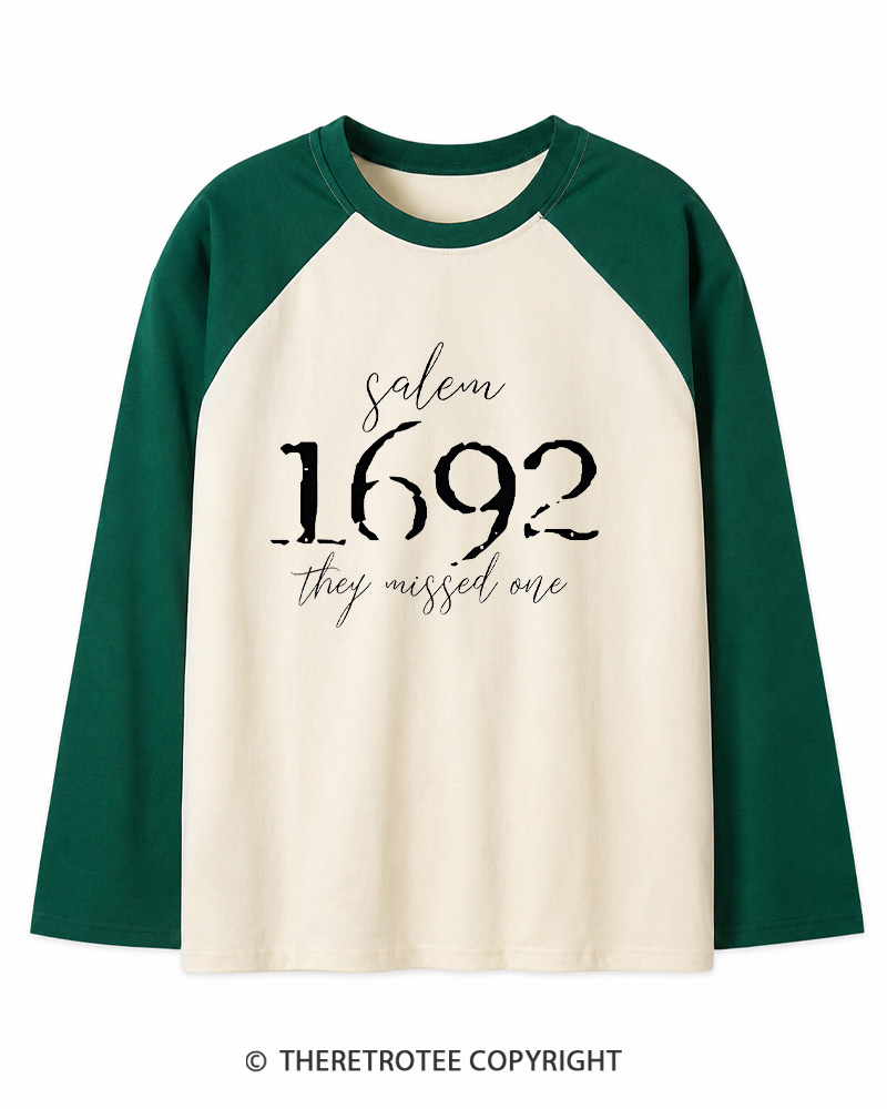 TheRetroTee Salem Witch 1692 Long Sleeve Raglan T-Shirt