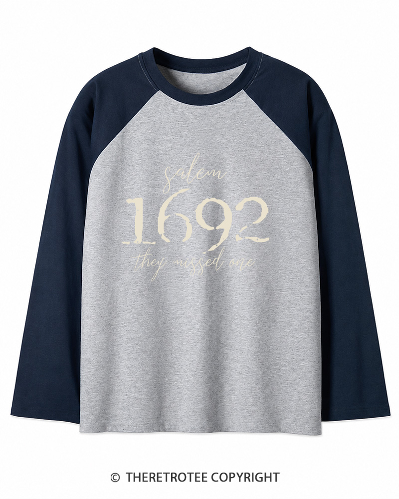 TheRetroTee Salem Witch 1692 Long Sleeve Raglan T-Shirt