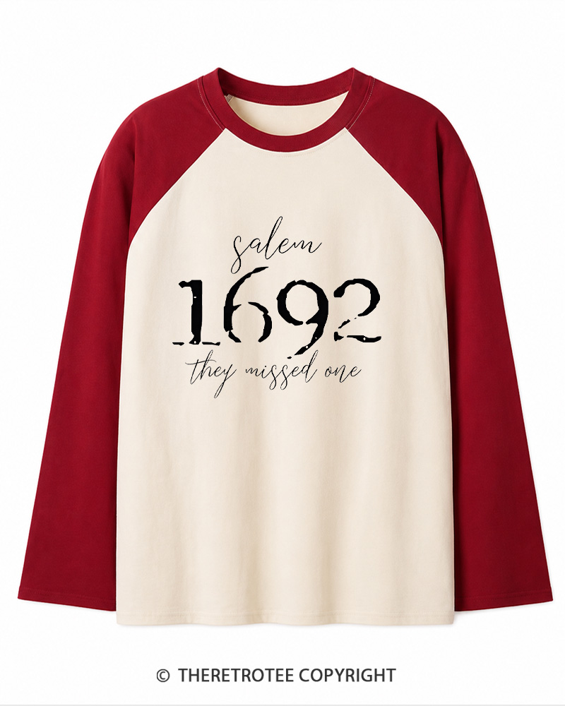 TheRetroTee Salem Witch 1692 Long Sleeve Raglan T-Shirt
