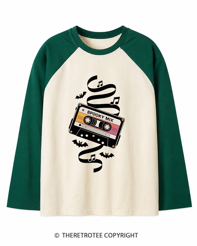 TheRetroTee Spooky Mix 1980s Long Sleeve Raglan T-Shirt