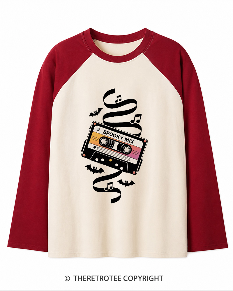 TheRetroTee Spooky Mix 1980s Long Sleeve Raglan T-Shirt