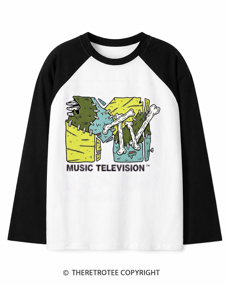TheRetroTee Music Nostalgia 1990s Long Sleeve Raglan T-Shirt