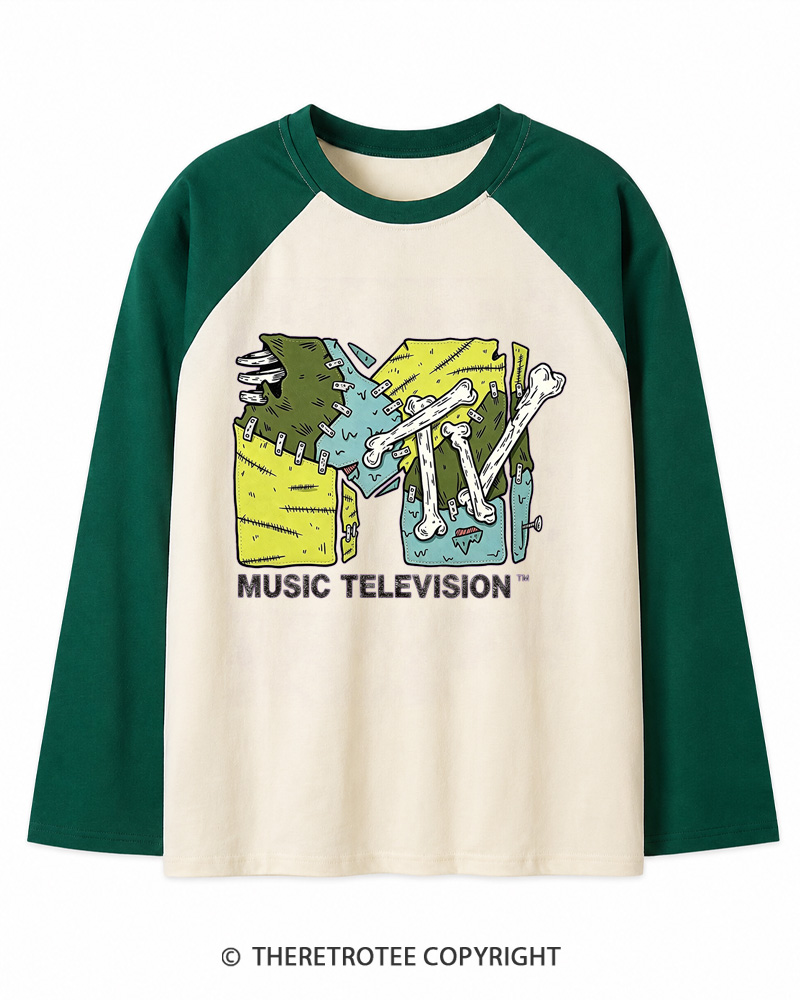 TheRetroTee Music Nostalgia 1990s Long Sleeve Raglan T-Shirt