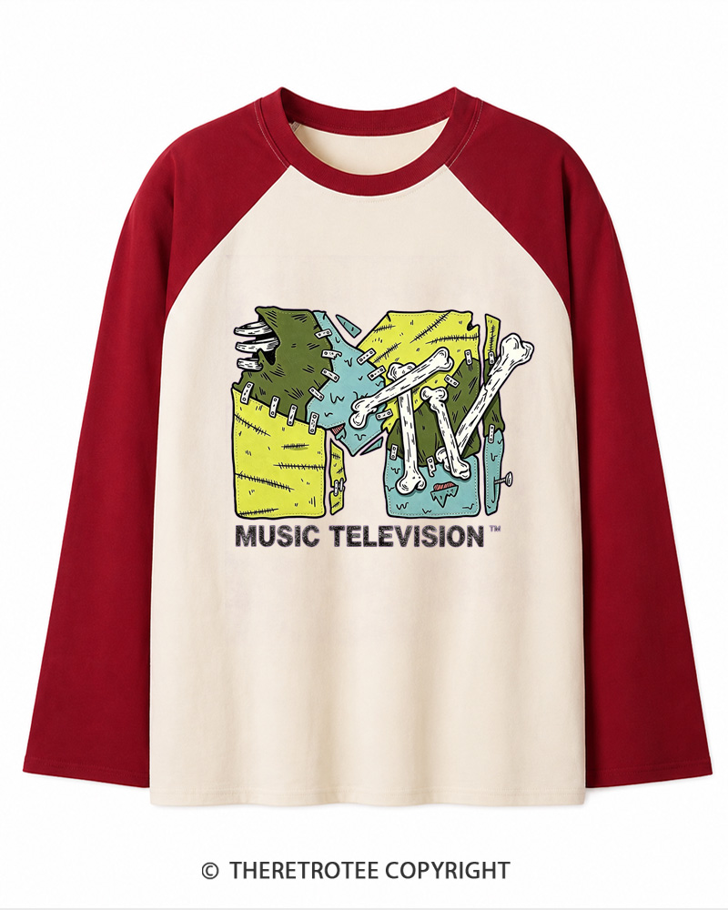 TheRetroTee Music Nostalgia 1990s Long Sleeve Raglan T-Shirt