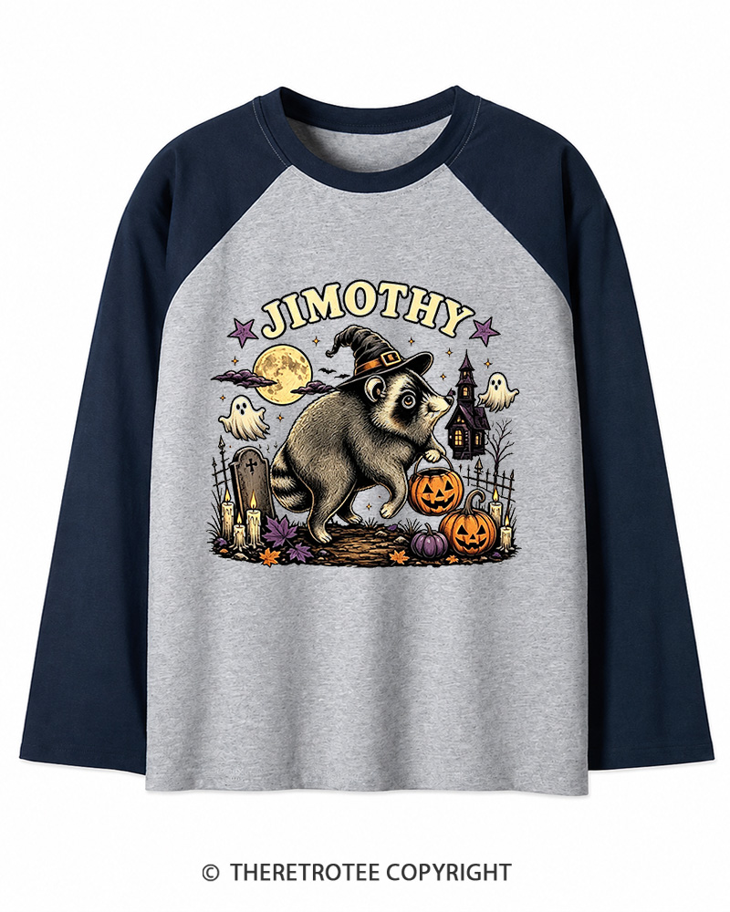 TheRetroTee Jimothy Seattle Raccoon 1980s Long Sleeve Raglan T-Shirt