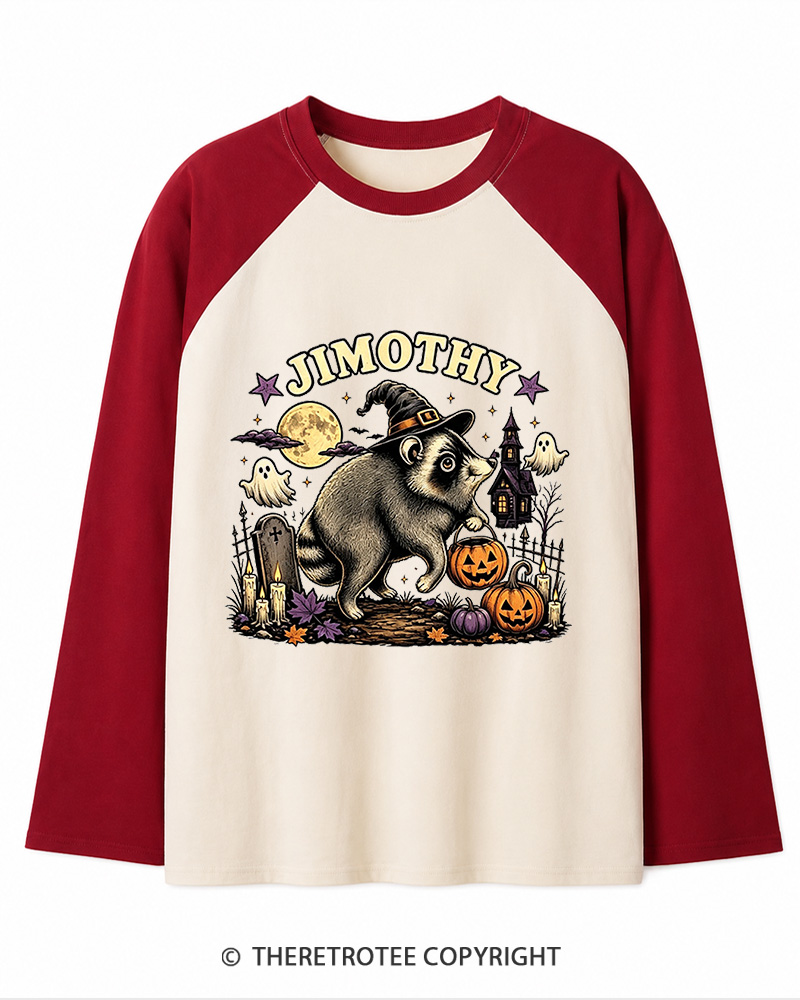 TheRetroTee Jimothy Seattle Raccoon 1980s Long Sleeve Raglan T-Shirt