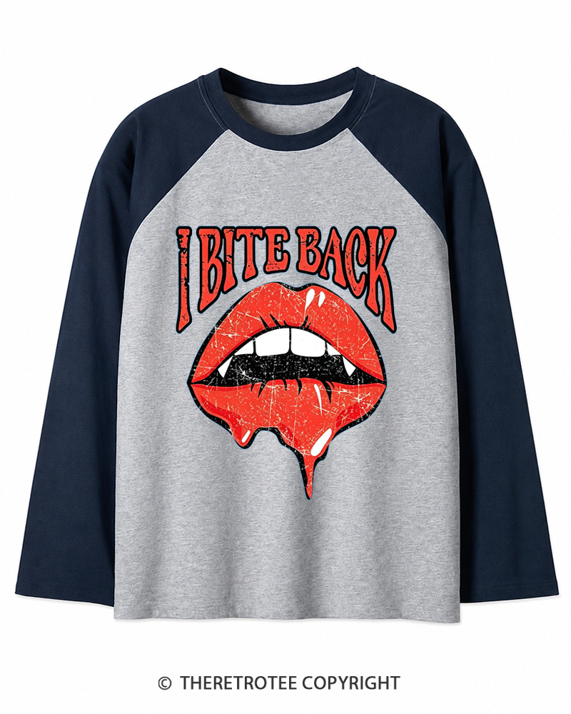 TheRetroTee I Bite Back 1990s Long Sleeve Raglan T-Shirt