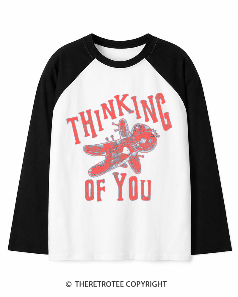 TheRetroTee Thinking Of You 1980s Long Sleeve Raglan T-Shirt