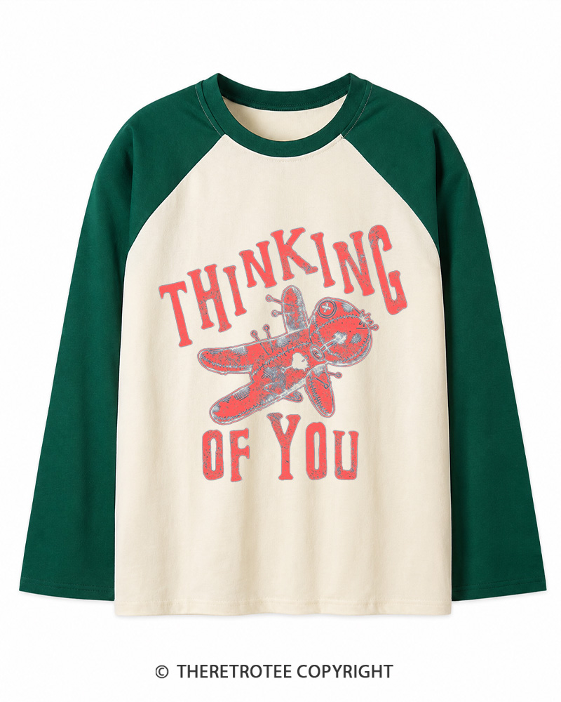 TheRetroTee Thinking Of You 1980s Long Sleeve Raglan T-Shirt
