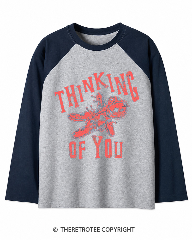 TheRetroTee Thinking Of You 1980s Long Sleeve Raglan T-Shirt