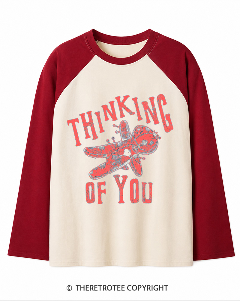 TheRetroTee Thinking Of You 1980s Long Sleeve Raglan T-Shirt