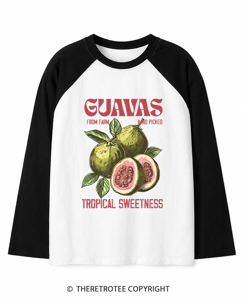 TheRetroTee Exotic Fruit Lover 1960s Long Sleeve Raglan T-Shirt