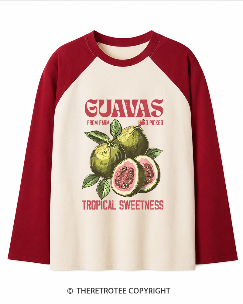 TheRetroTee Exotic Fruit Lover 1960s Long Sleeve Raglan T-Shirt