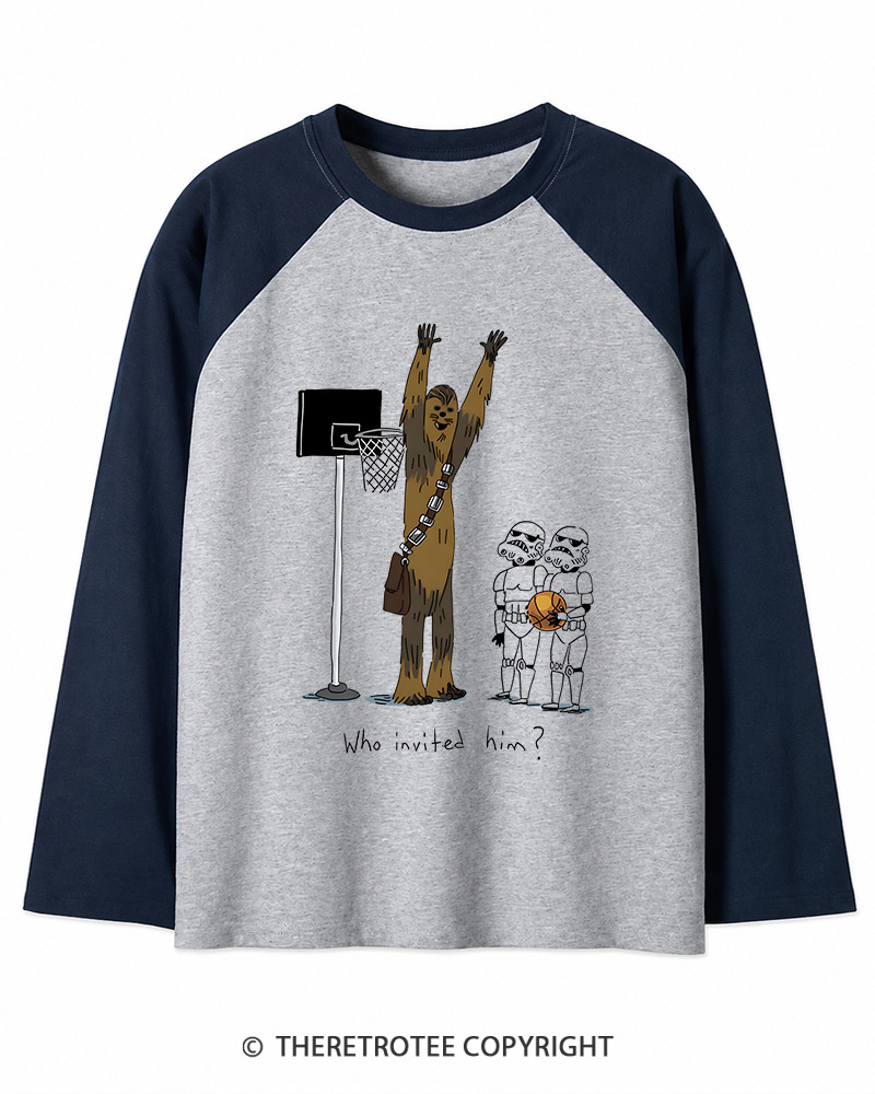 TheRetroTee Who Invited Him 1970s Long Sleeve Raglan T-Shirt