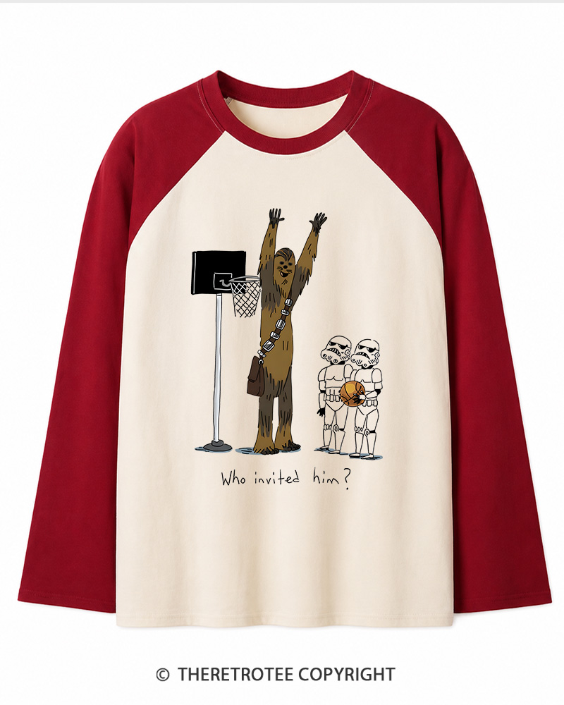 TheRetroTee Who Invited Him 1970s Long Sleeve Raglan T-Shirt