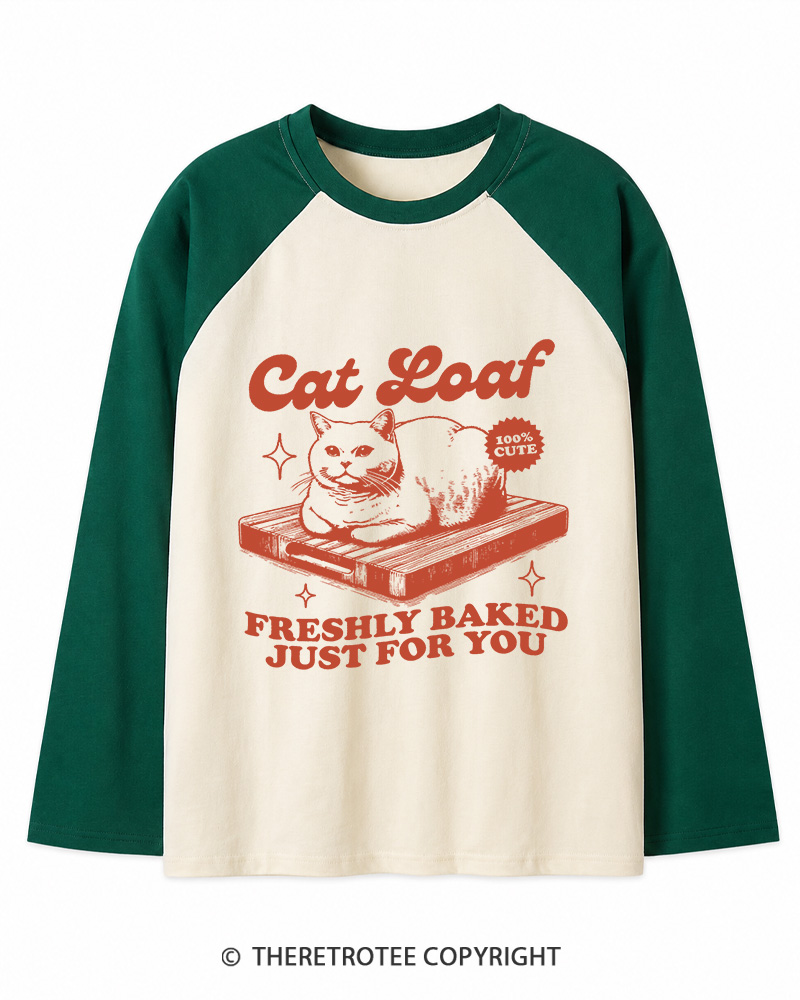 TheRetroTee Cat Loaf 2010s Long Sleeve Raglan T-Shirt