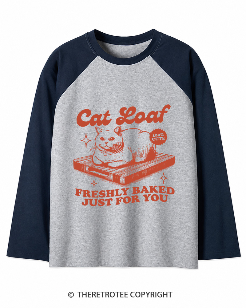 TheRetroTee Cat Loaf 2010s Long Sleeve Raglan T-Shirt