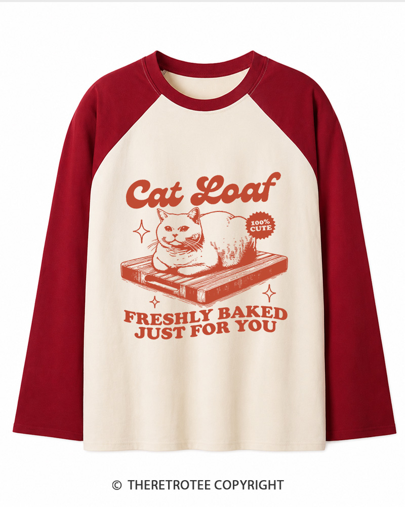 TheRetroTee Cat Loaf 2010s Long Sleeve Raglan T-Shirt