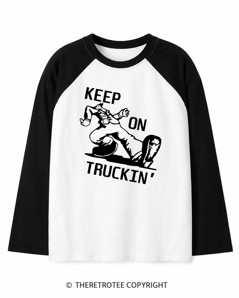 TheRetroTee 1960s Keep On Truckin' Long Sleeve Raglan T-Shirt