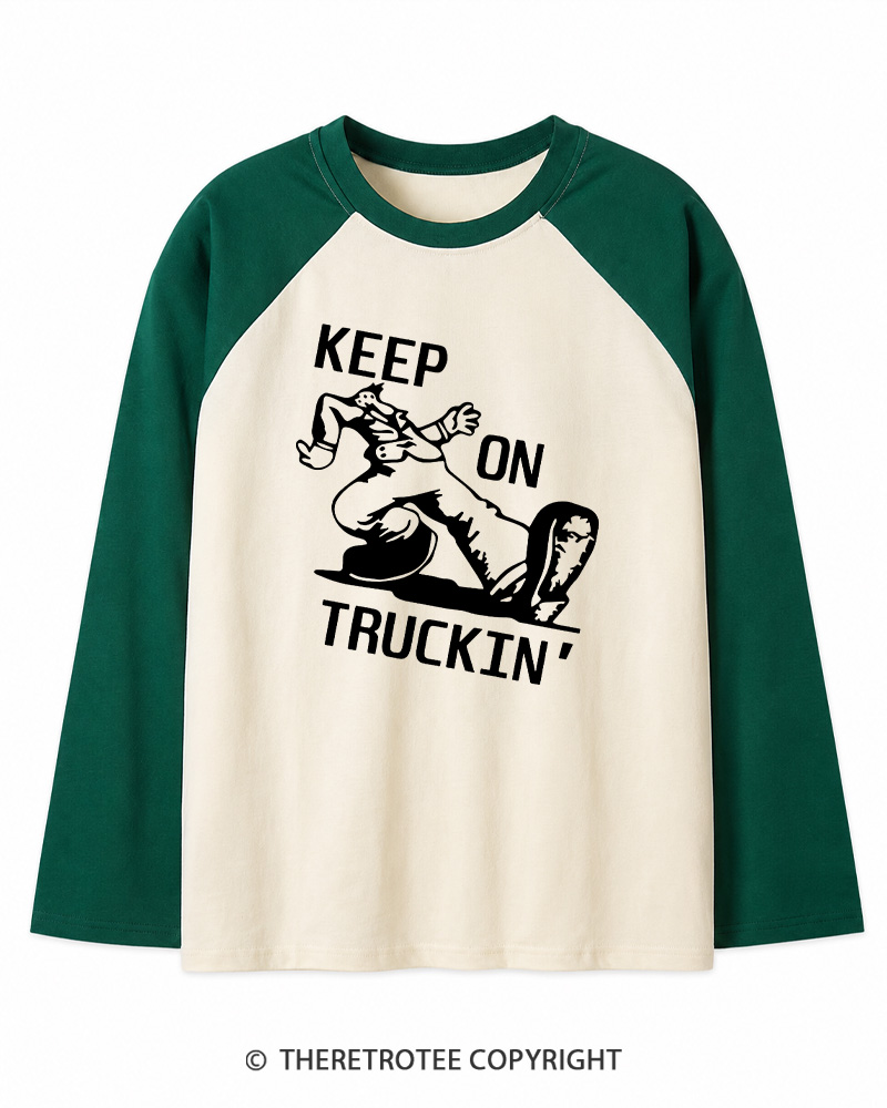 TheRetroTee 1960s Keep On Truckin' Long Sleeve Raglan T-Shirt