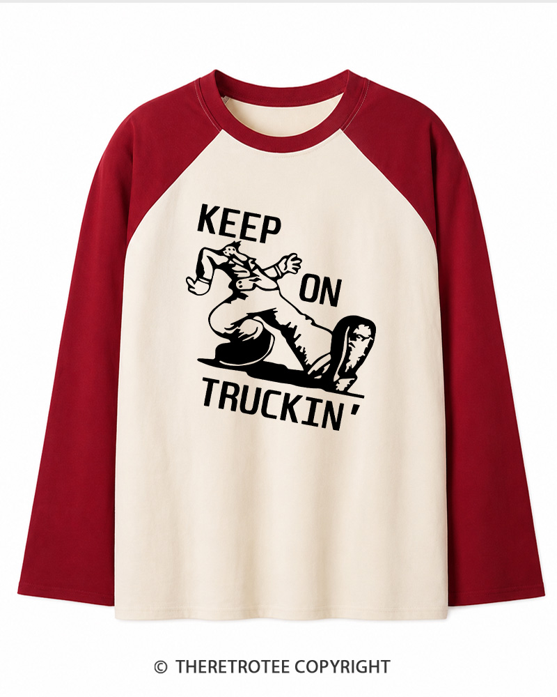 TheRetroTee 1960s Keep On Truckin' Long Sleeve Raglan T-Shirt