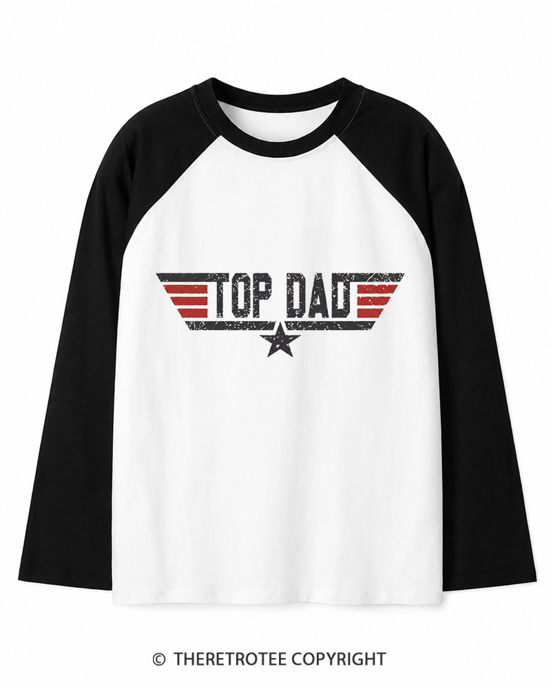 TheRetroTee Top Dad 1980s Long Sleeve Raglan T-Shirt