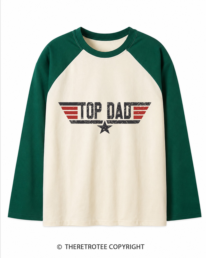 TheRetroTee Top Dad 1980s Long Sleeve Raglan T-Shirt