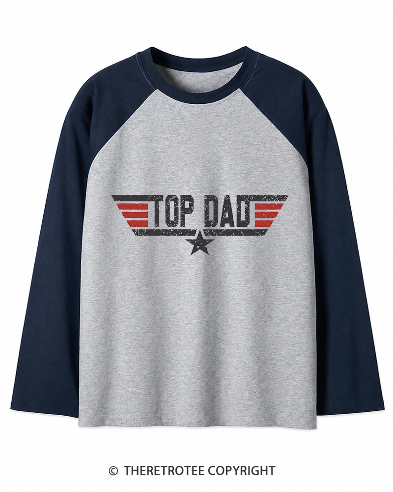 TheRetroTee Top Dad 1980s Long Sleeve Raglan T-Shirt