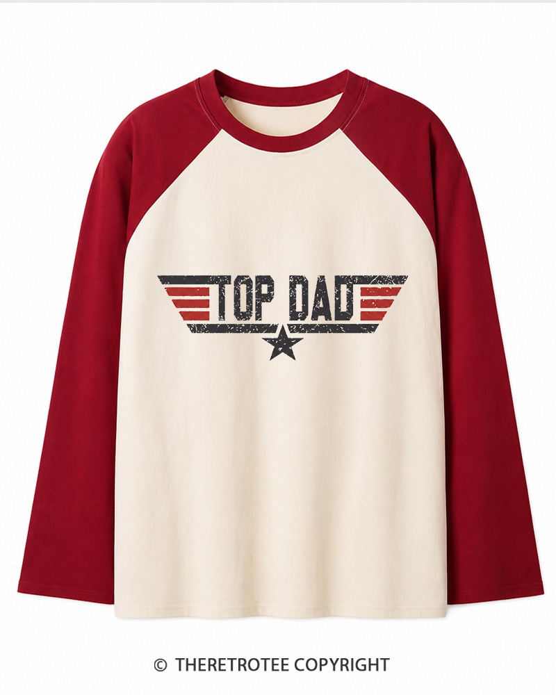 TheRetroTee Top Dad 1980s Long Sleeve Raglan T-Shirt