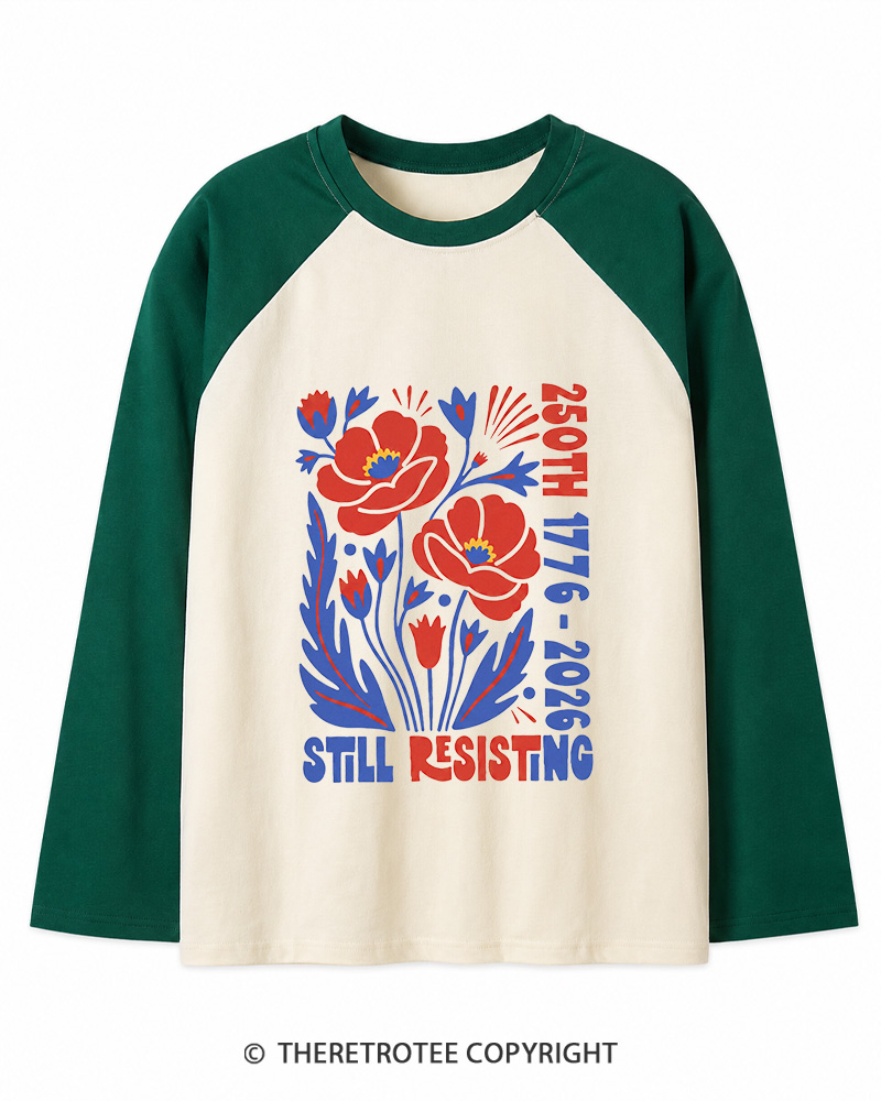 TheRetroTee USA 250th Still Resisting Long Sleeve Raglan T-Shirt