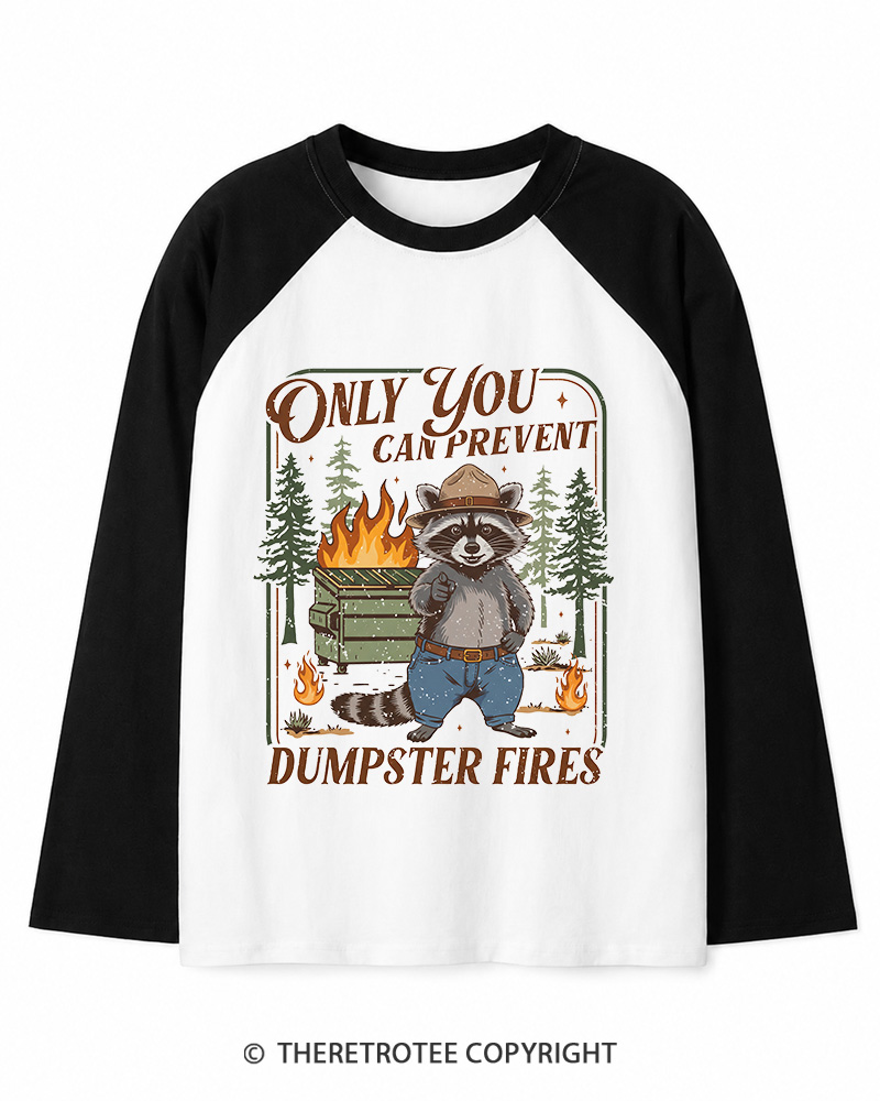 TheRetroTee Only You Can Prevent 1970s Long Sleeve Raglan T-Shirt