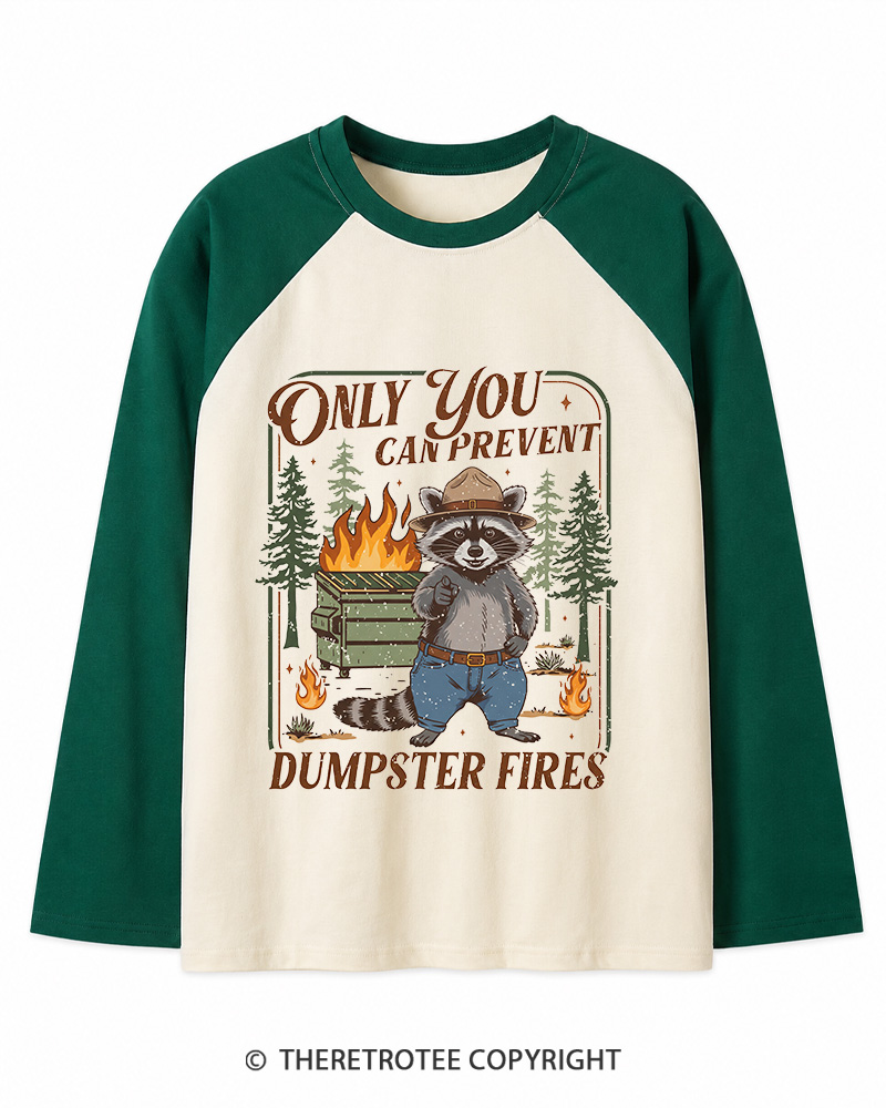 TheRetroTee Only You Can Prevent 1970s Long Sleeve Raglan T-Shirt