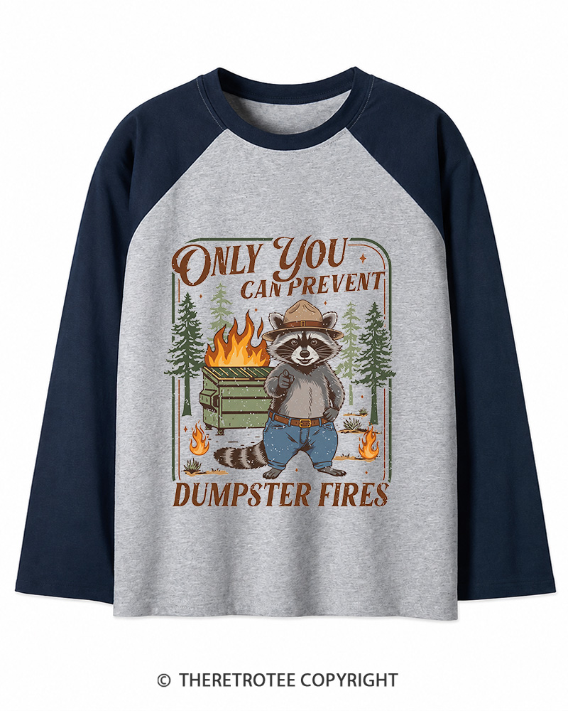 TheRetroTee Only You Can Prevent 1970s Long Sleeve Raglan T-Shirt